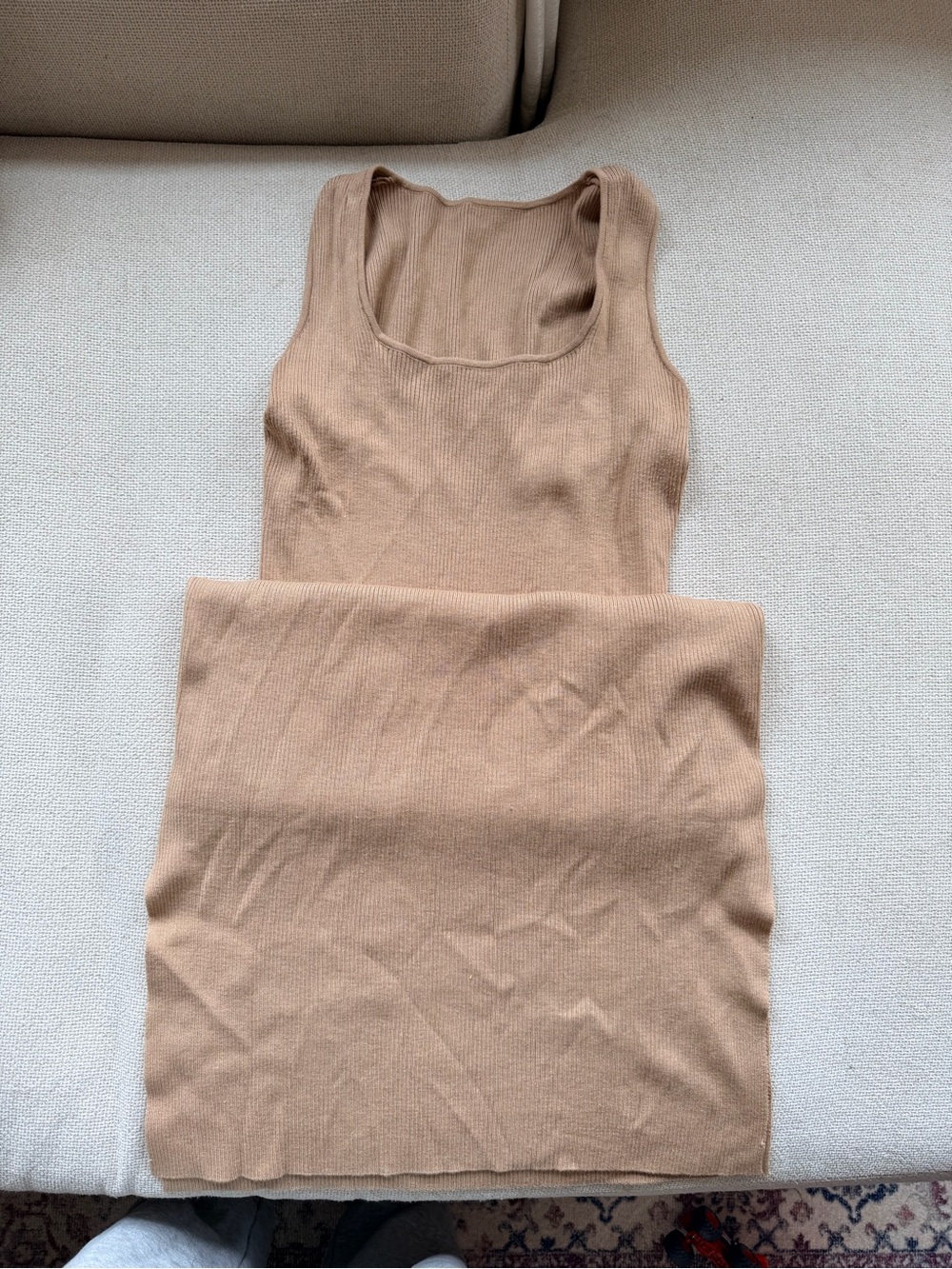 Kindred Bravely Ribbed Cropped Long-Sleeve Top and Dress- Camel - Picture 2 of 4